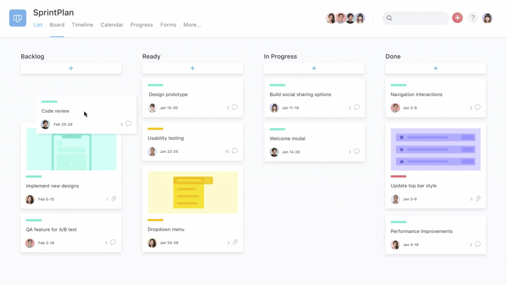 Picture showing the task management platform SprintPlan