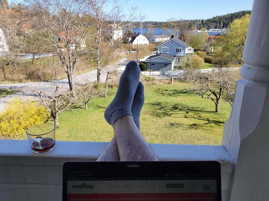 Picture of working remotely with a view