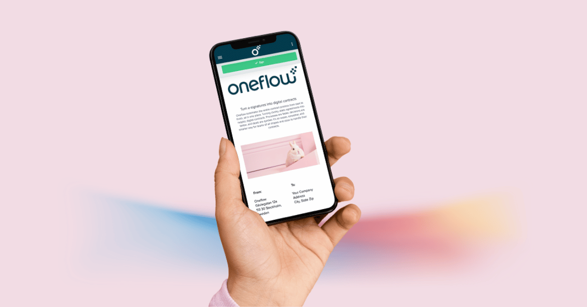 oneflow contract on phone – contract automation in action