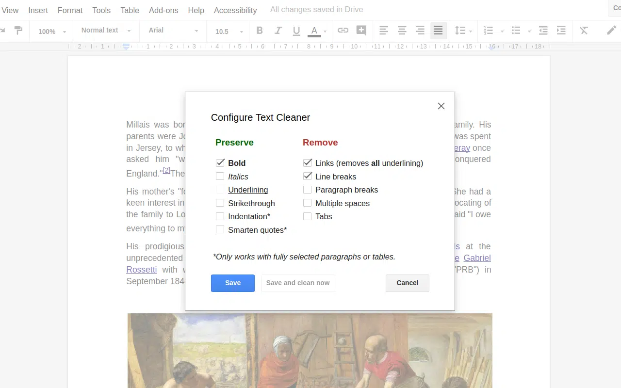 Text Cleaner Google Docs add-on - blog on best 5 google docs add-ons for sales