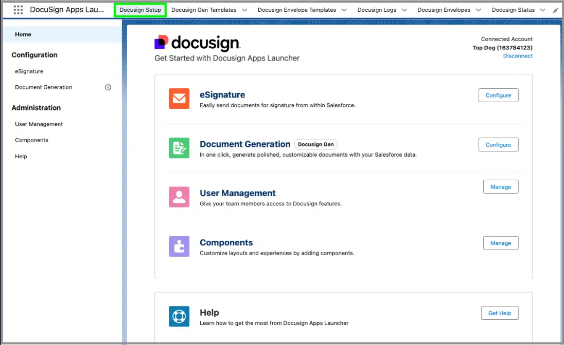 HubSpot eSignature: A screenshot of the Docusign dashboard