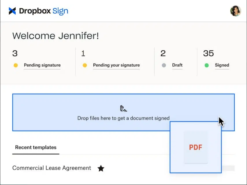 HubSpot eSignature: A screenshot of the Dropbox Sign dashboard