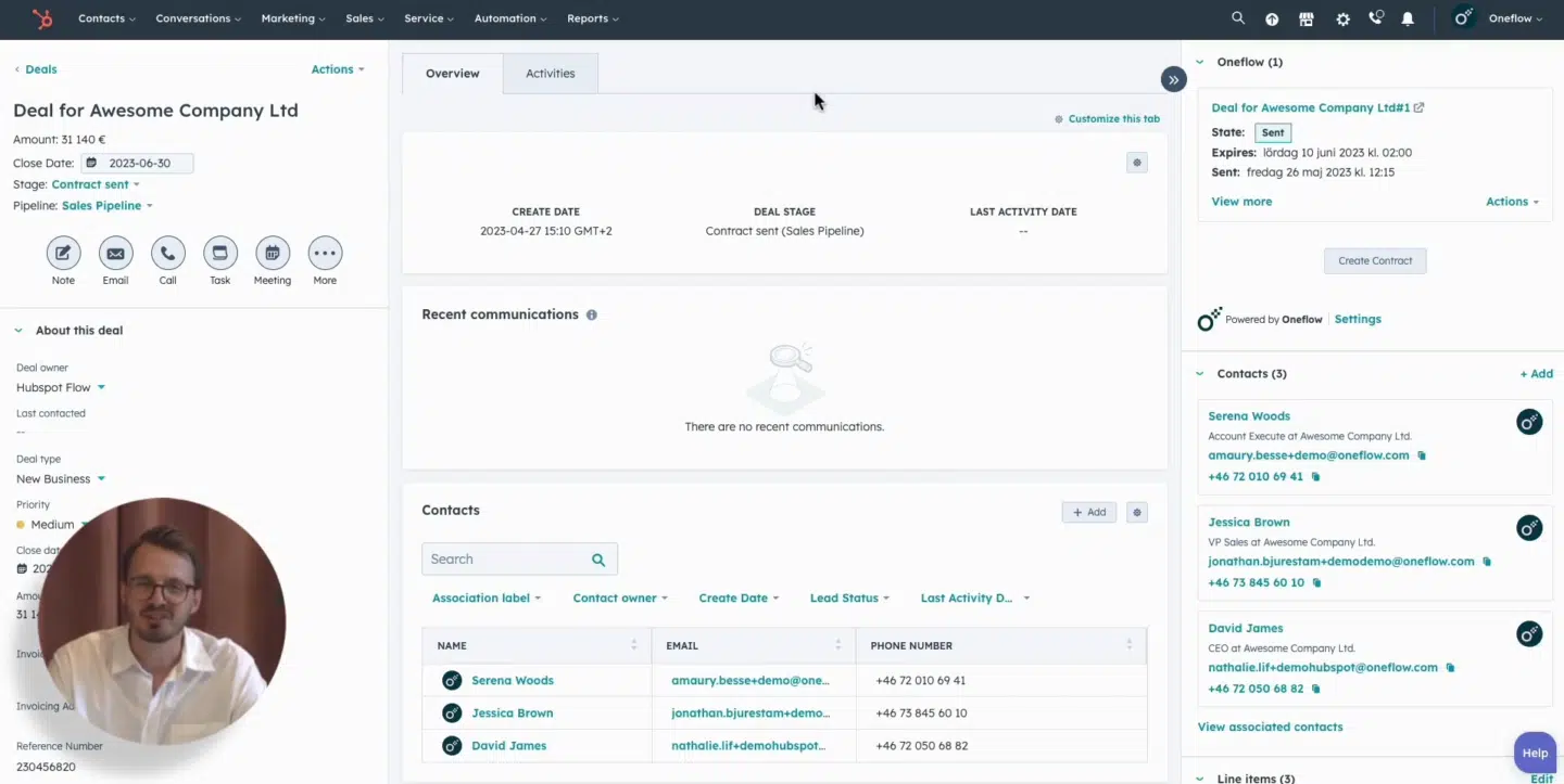 HubSpot eSignature: A screenshot of the Oneflow dashboard
