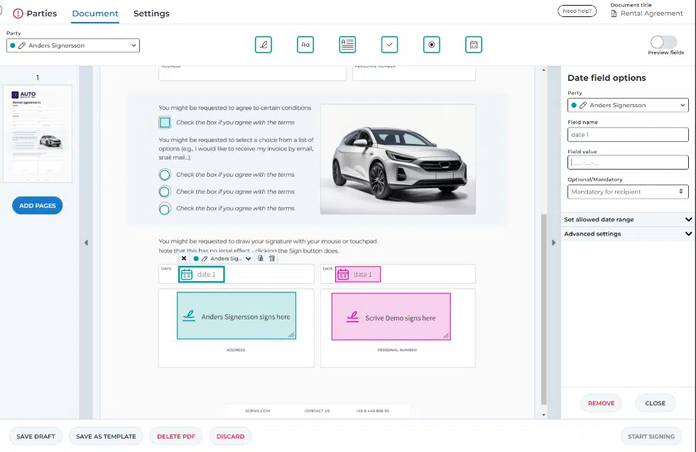 HubSpot eSignature: A screenshot of the Scrive dashboard