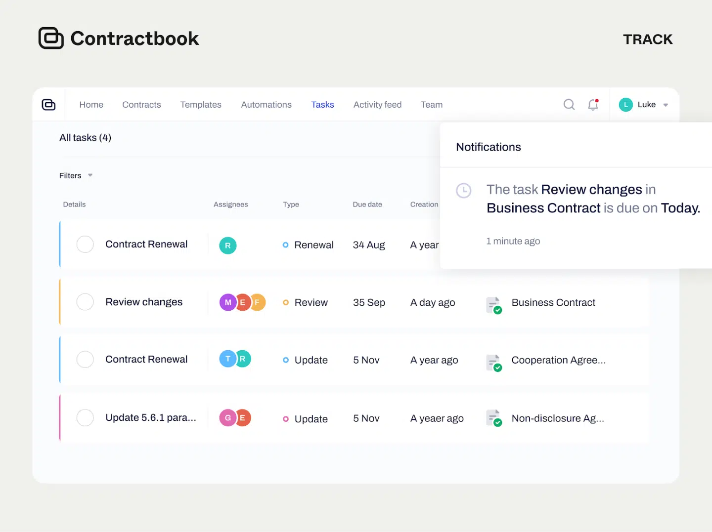Contractbook lets you manage documents - alternative to Docusign