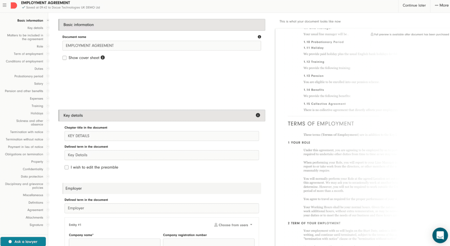 Docue document screenshot