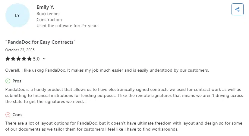 PandaDoc user opinion