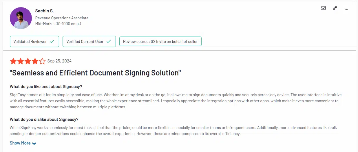 Signeasy user opinion