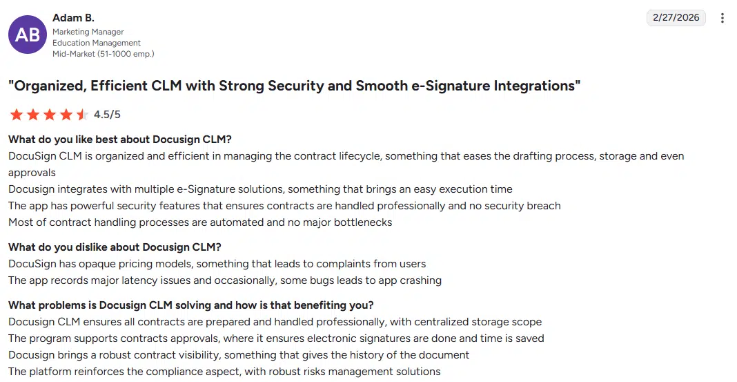 7 sales contract management software tools to speed up your deal cycle 8 Docusign CLM user review - tool that can also be used to handle nondisclosure agreements