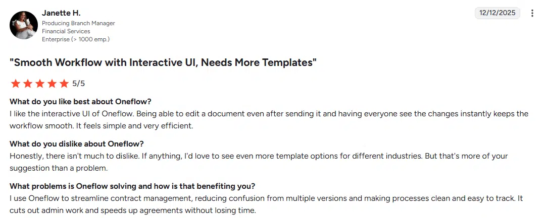 7 sales contract management software tools to speed up your deal cycle 2 Oneflow user review of the CLM tool for legal and business teams that understands contract language