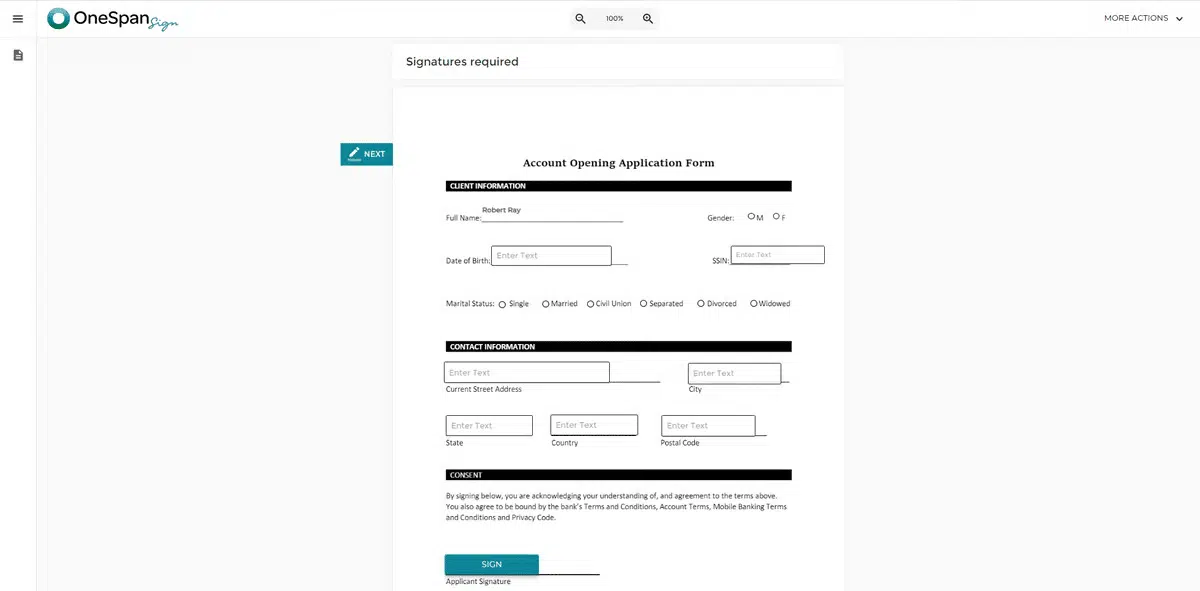 Best Salesforce contract management software in 2026 9 E-signature salesforce integration: A screenshot of OneSpan Sign dashboard helping with deal closures