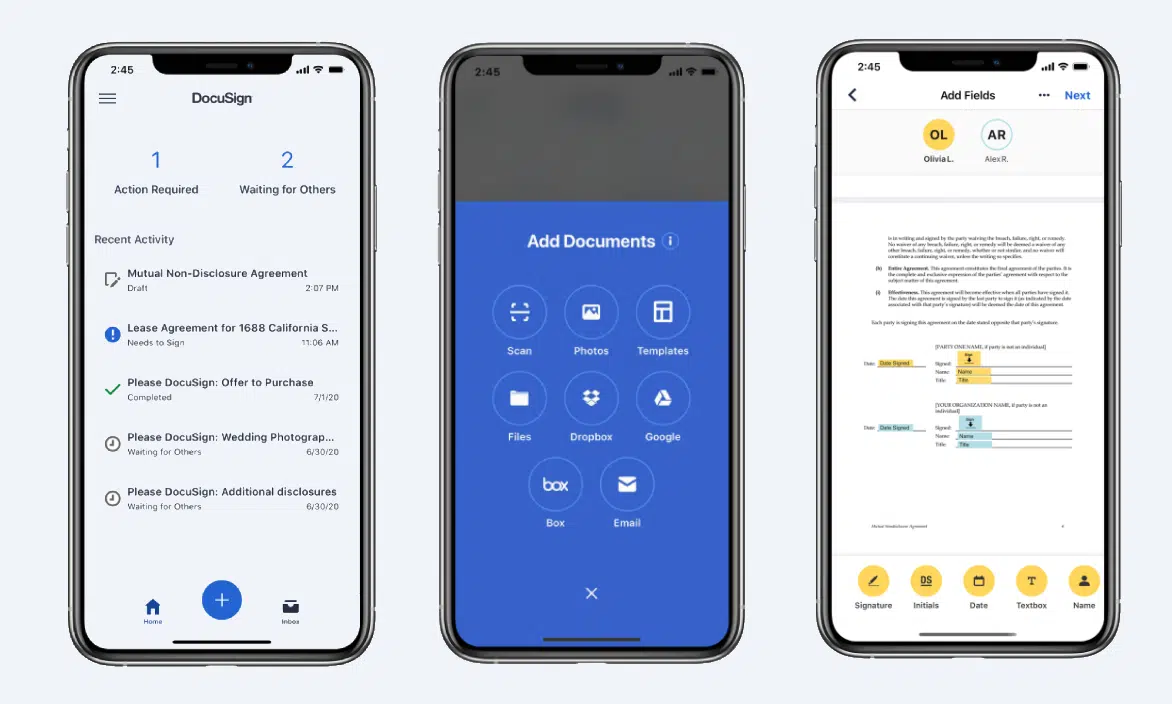 A screenshot of the Docusign mobile app