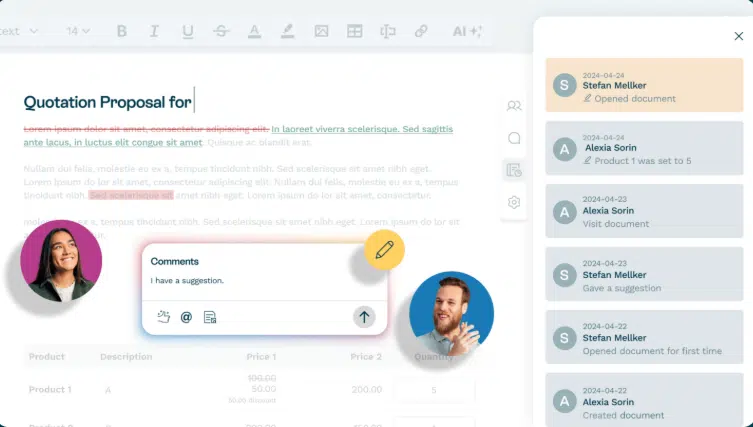 A screenshot of the Oneflow collaboration tools