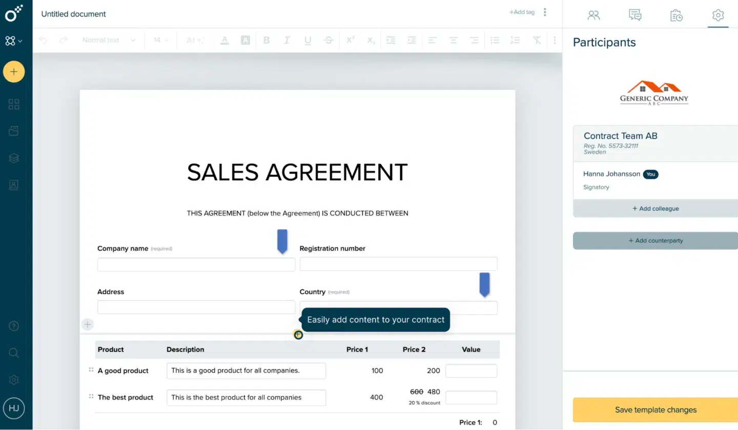 Docusign review: A screenshot of the Oneflow dashboard