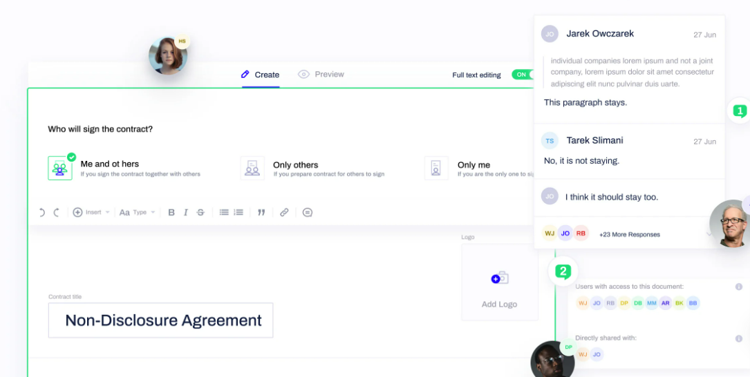 A screenshot of Contractbook, a document management solution dashboard