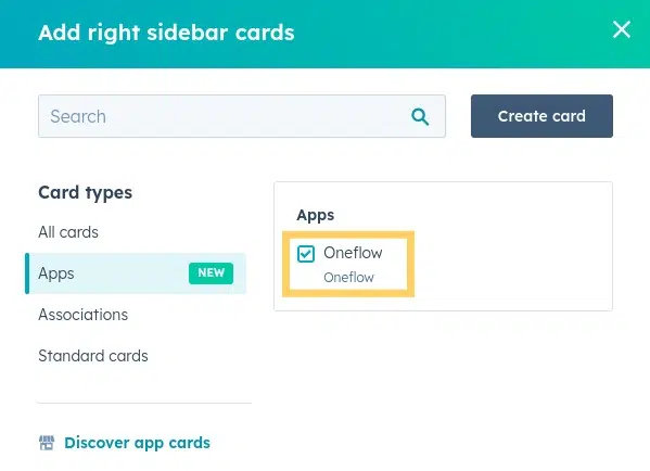 Sidebar setup within HubSpot