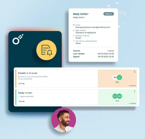 An image showing Oneflow's document tracking features