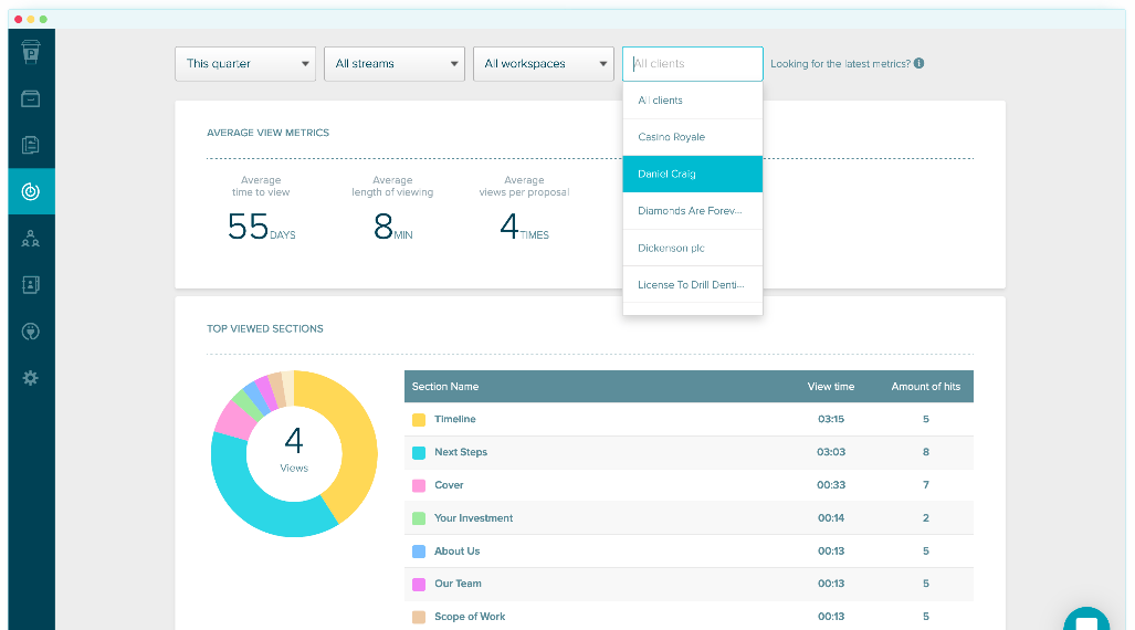 Proposify interface screenshot