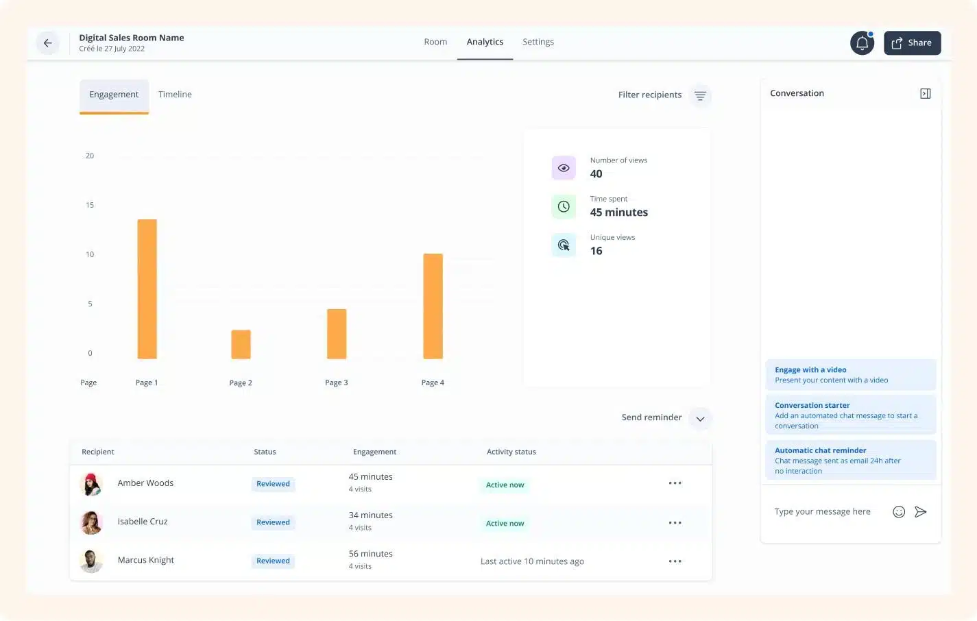 A screenshot of the GetAccept dashboard
