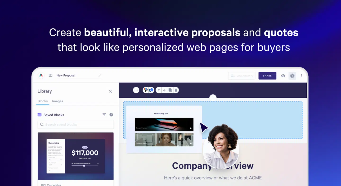 A screenshot of the Qwilr dashboard