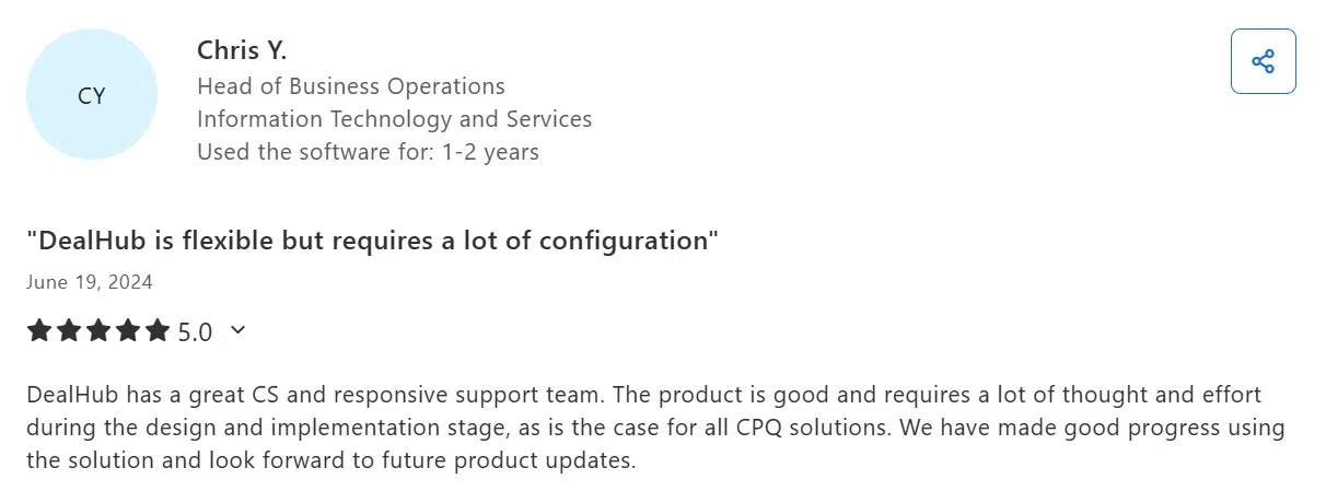 DealHub customer review