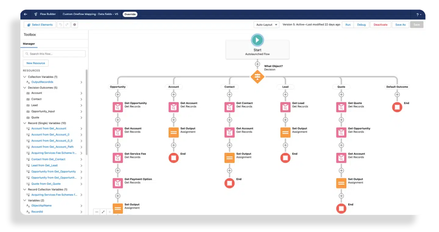 A screenshot of the Flow Builder showing a custom data field mapping