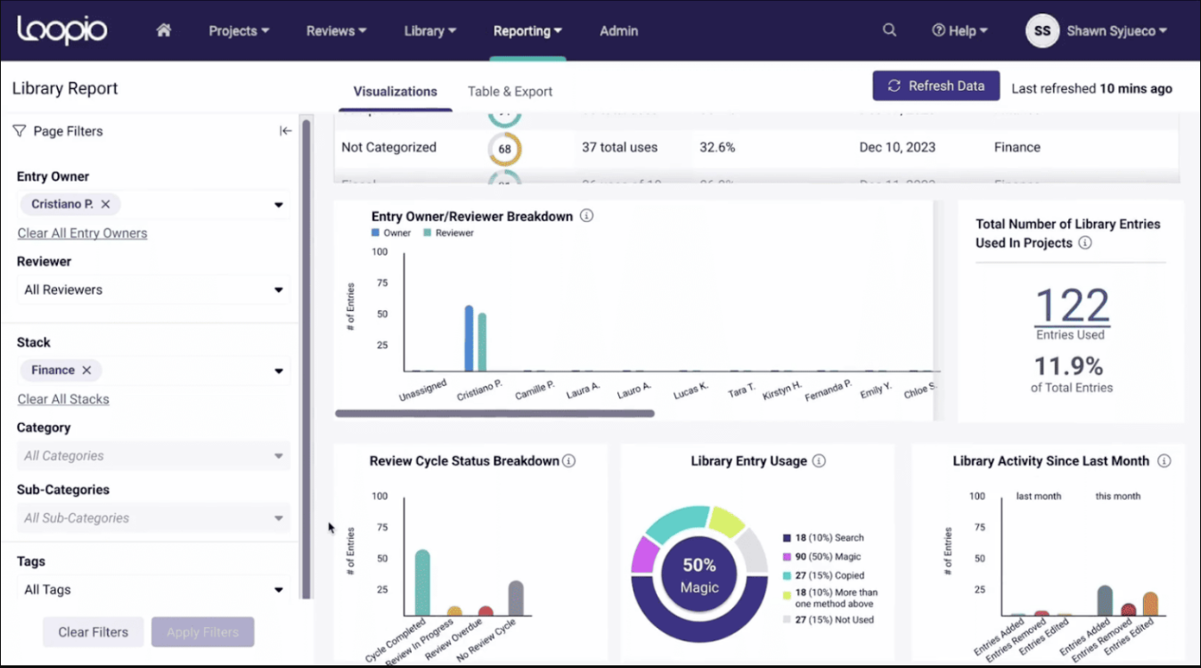 Loopio RFP response software interface