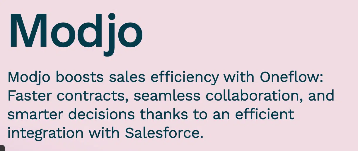 Modjo results using Oneflow quoting software