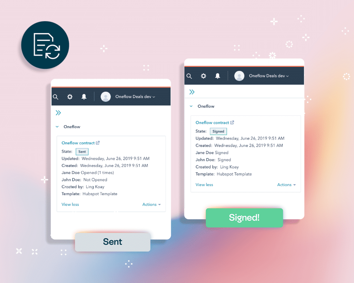 Proposal software: A screenshot of the Oneflow dashboard