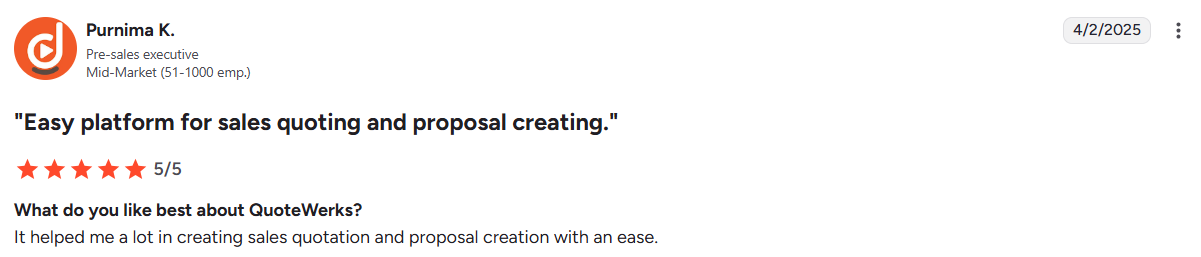 QuoteWerks customer feedback