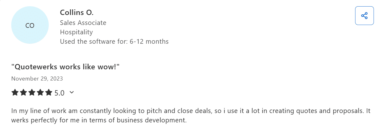 QuoteWerks customer review