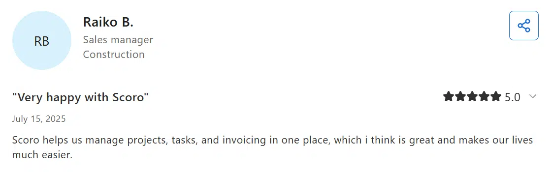 Scoro customer review