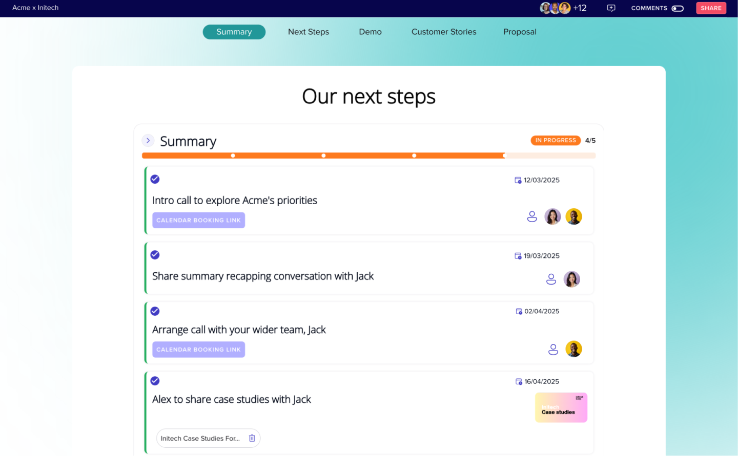 Trumpet sales enablement software interface