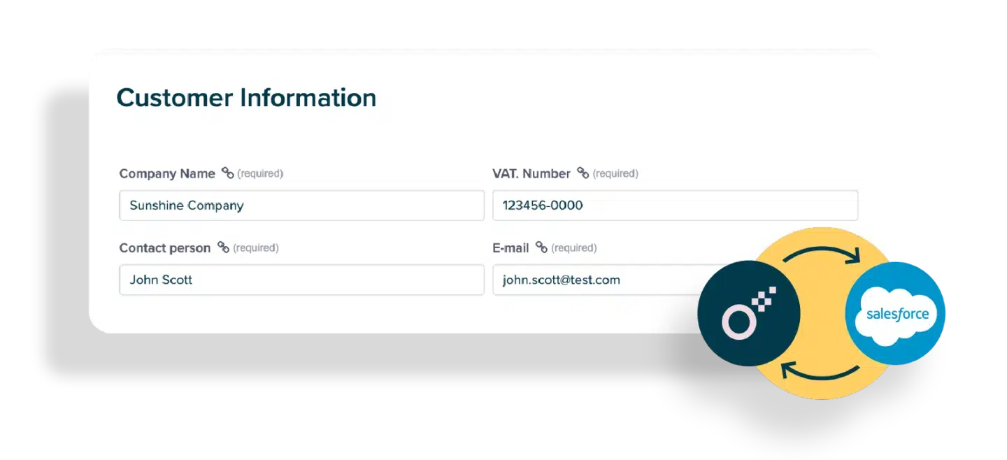 Auto-filled customer information synced between Oneflow and Salesforce