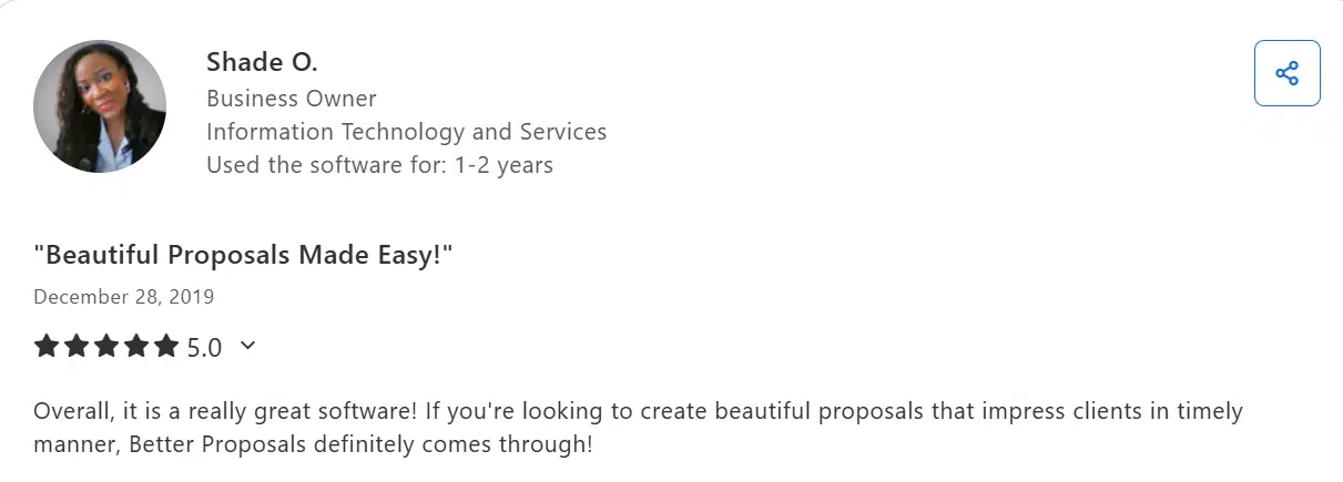 Better Proposals user review