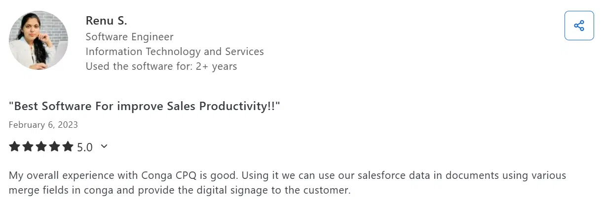 Conga CPQ customer review