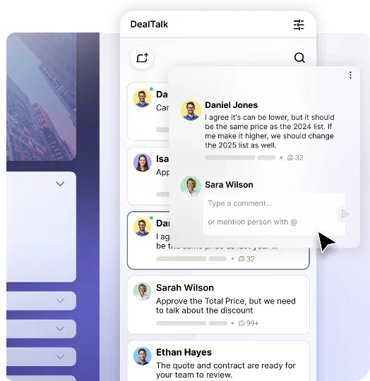 A screenshot of the DealHub dashboard that helps reduce repetitive tasks in contract creation