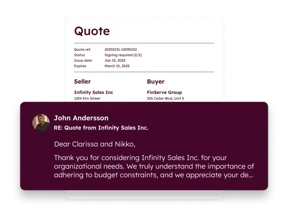 Quote generation: A screenshot of the HubSpot Commerce Hub dashboard