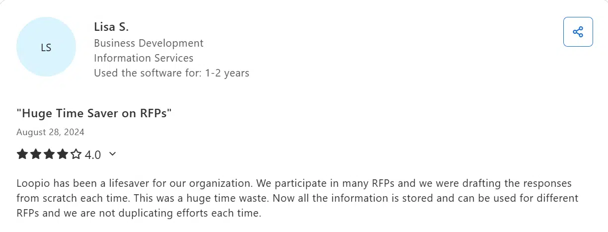 Loopio customer feedback