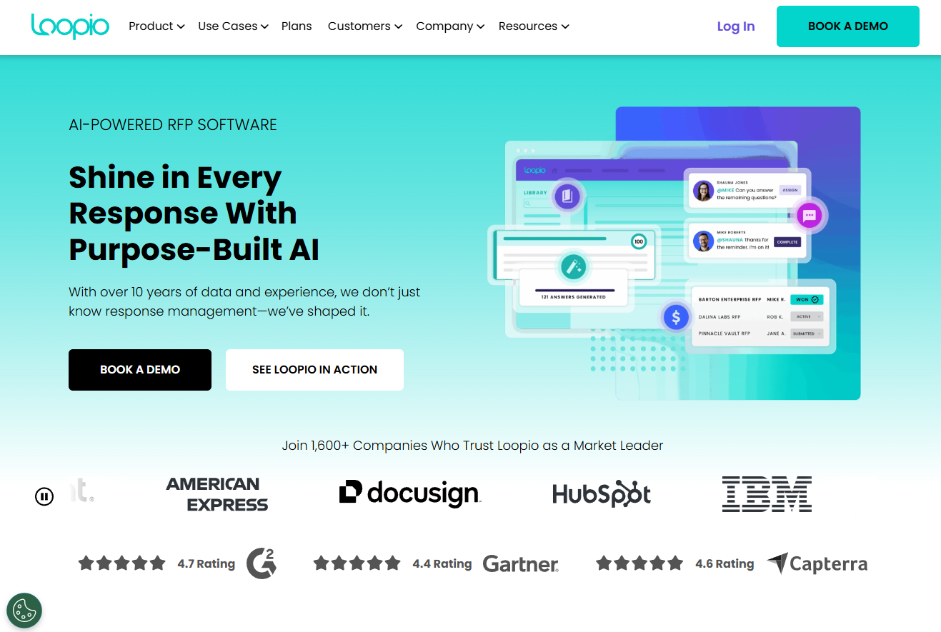 Screenshot van de website loopio.com