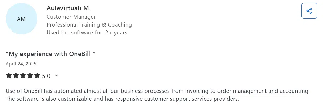 OneBill customer review