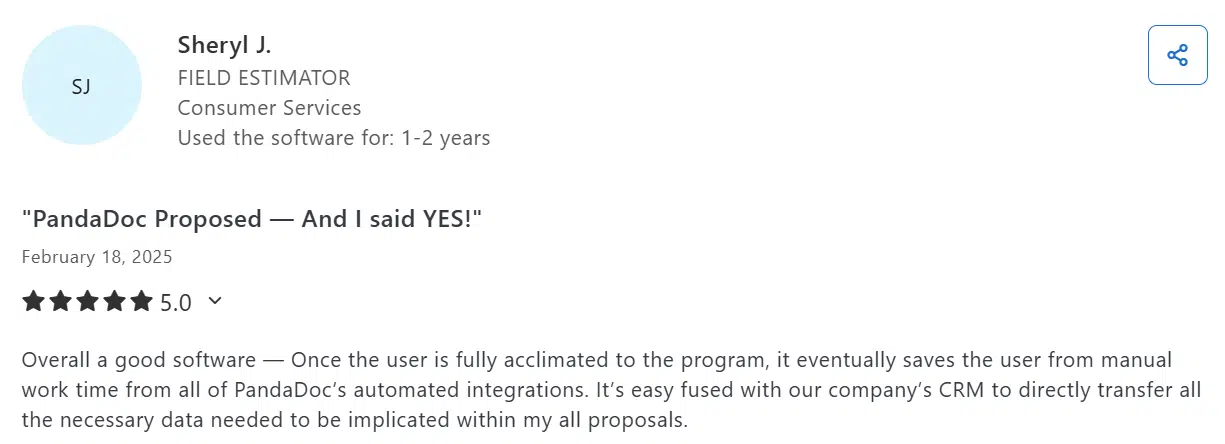 PandaDoc customer review