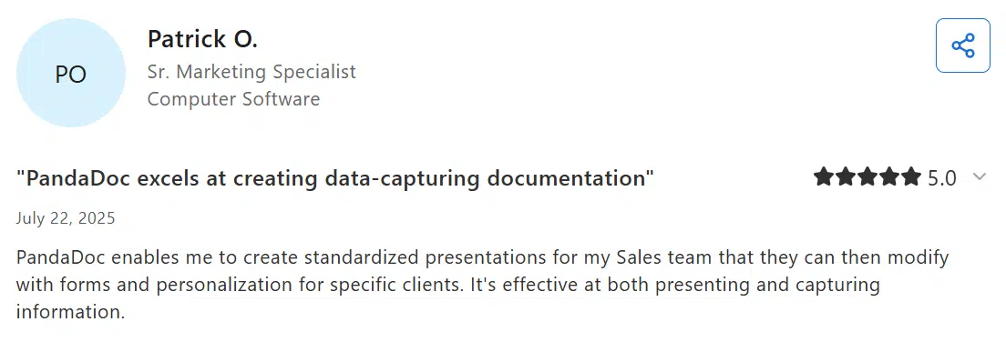 PandaDoc user review