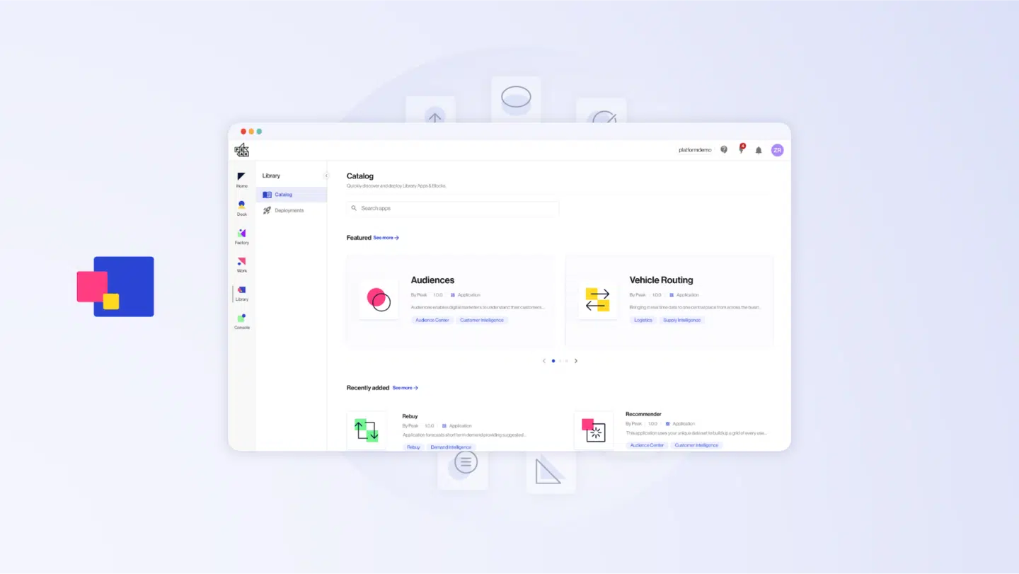 A screenshot that shows the features available inside Peak.ai, an AI quoting software solution