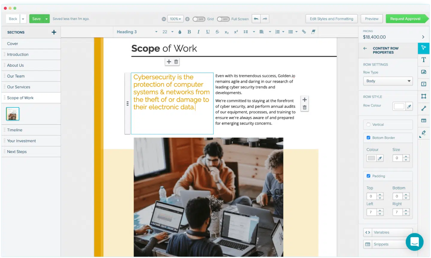 Proposify scope of work configuration