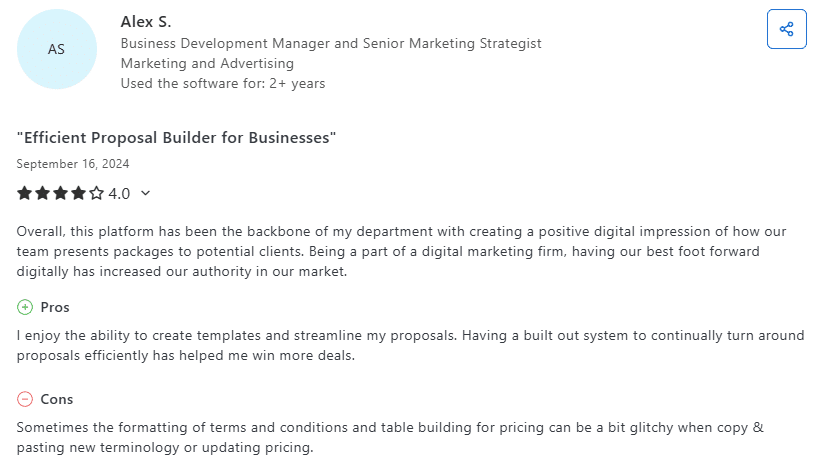 Proposify user review
