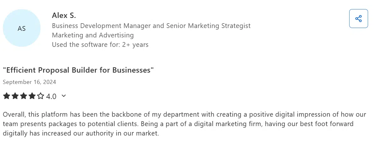 Proposify user review