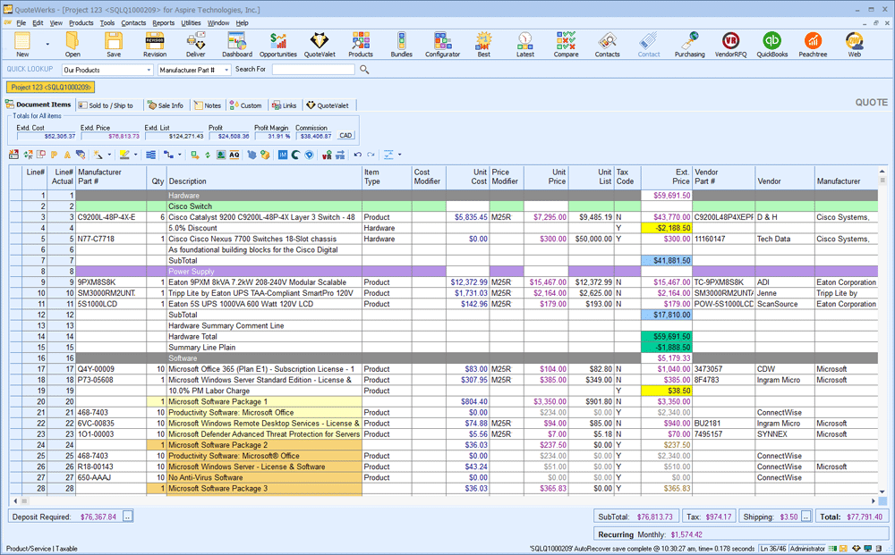 QuoteWerks screenshot