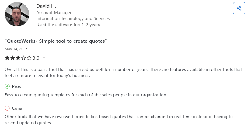 QuoteWerks user review