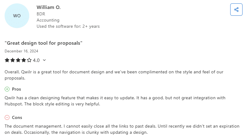 Qwirl customer opinion